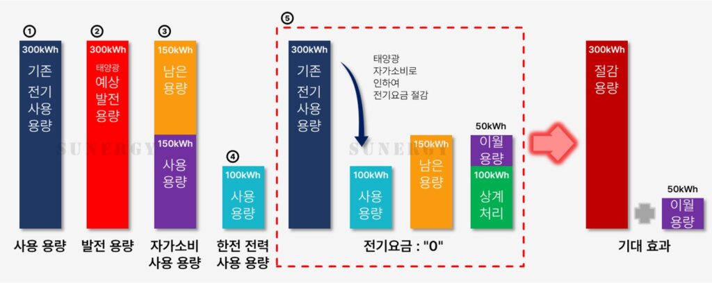태양광 전력 계약 유형, 상계거래의 예시